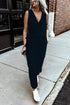 Deep V-Neck Sleeveless Solid Jumpsuit